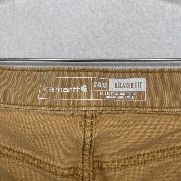 CARHARTT Pants Mens 34x32 Relaxed Straight Rigby Canvas Work Cotton Beige - Picture 5 of 16